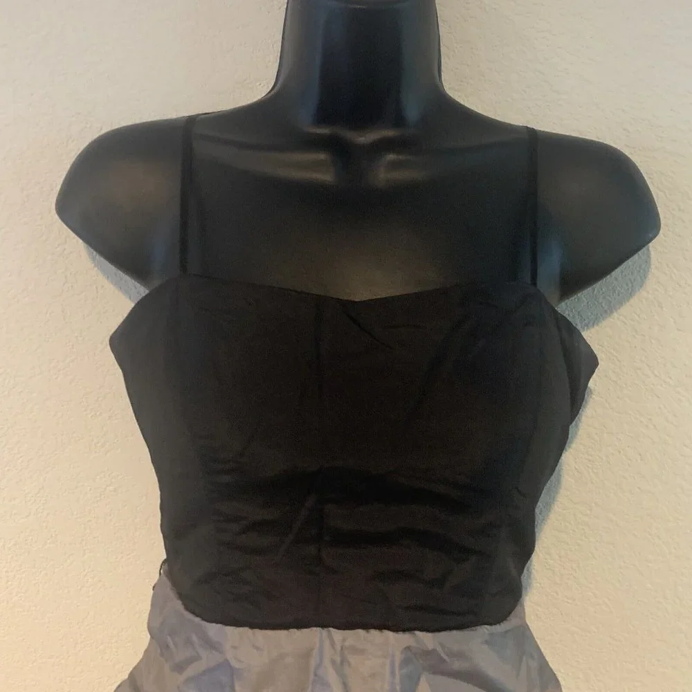 City Triangles Size 7 Black & Grey Strapless Ruffle Mini Dress Party Y2K Formal - Picture 9 of 10